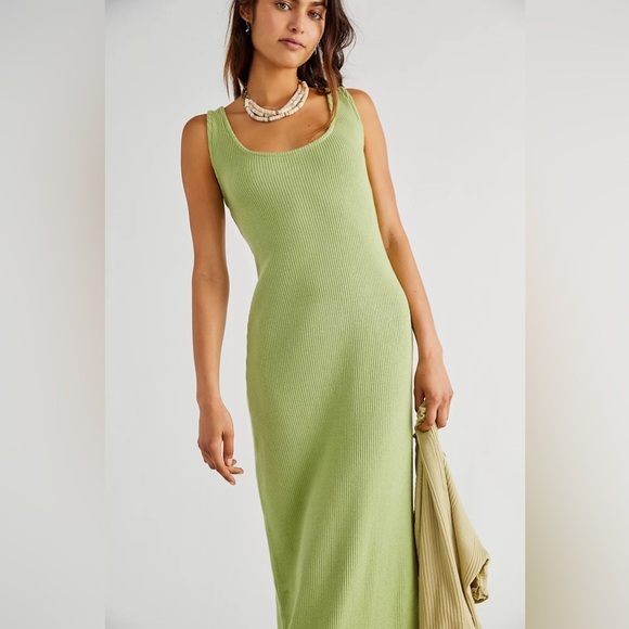 Free People Dresses & Skirts - Free people beach green ribbed midi bodycon dress